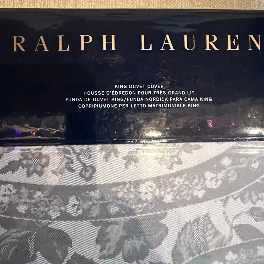 NIP Ralph Lauren Home Graphic Gray Aubree Paisley King Duvet Cover 100% Cotton